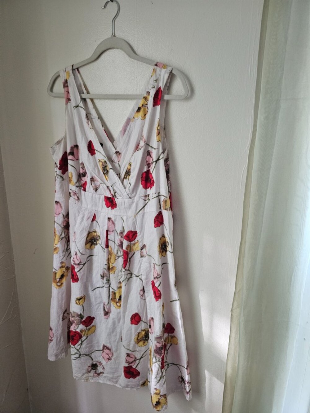 Land's End sleeveless cotton floral crossover dress